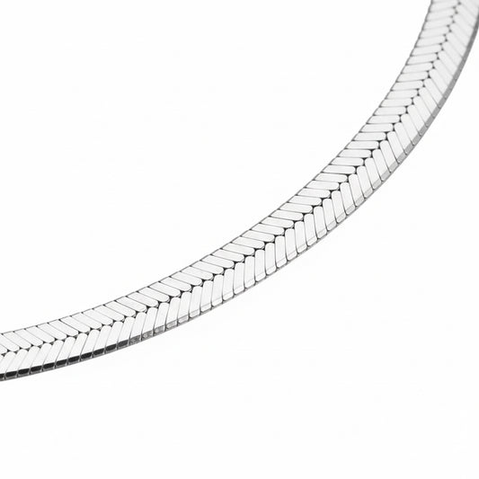 Silver necklace on a white background