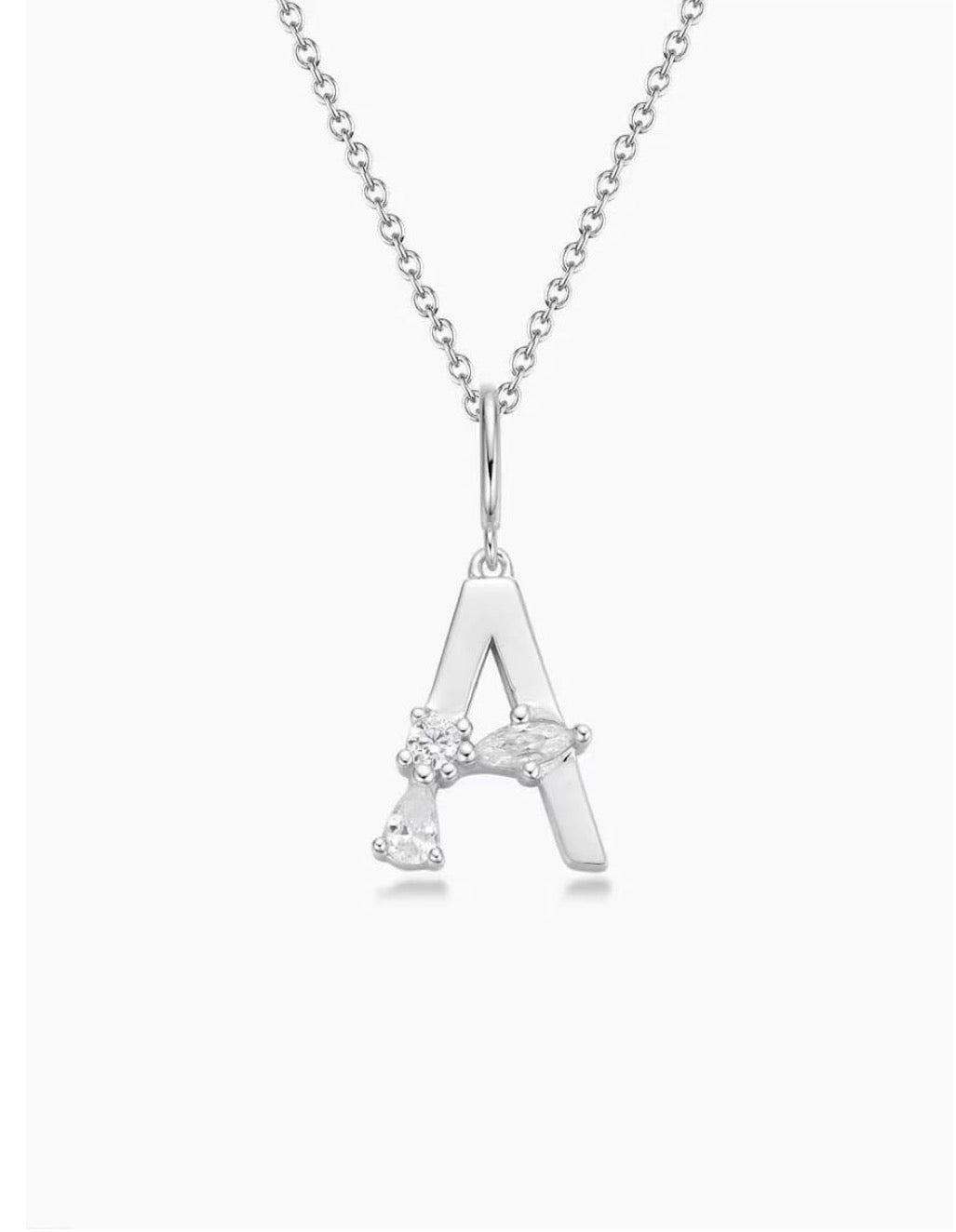 Luxe Initial Necklace 18k White gold finish on Sterling Silver INTRODUCTORY PRICE
