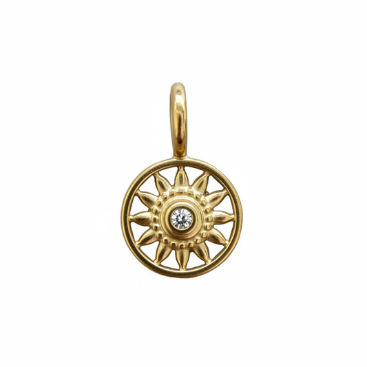 Sun with cubic zirconia charm 18k gold finish - Mini