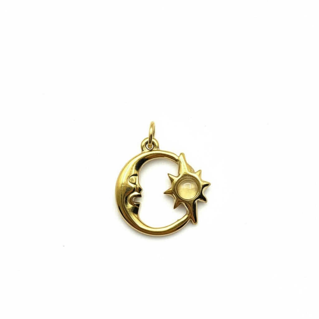 Moon and Sun Charm 18k gold finish