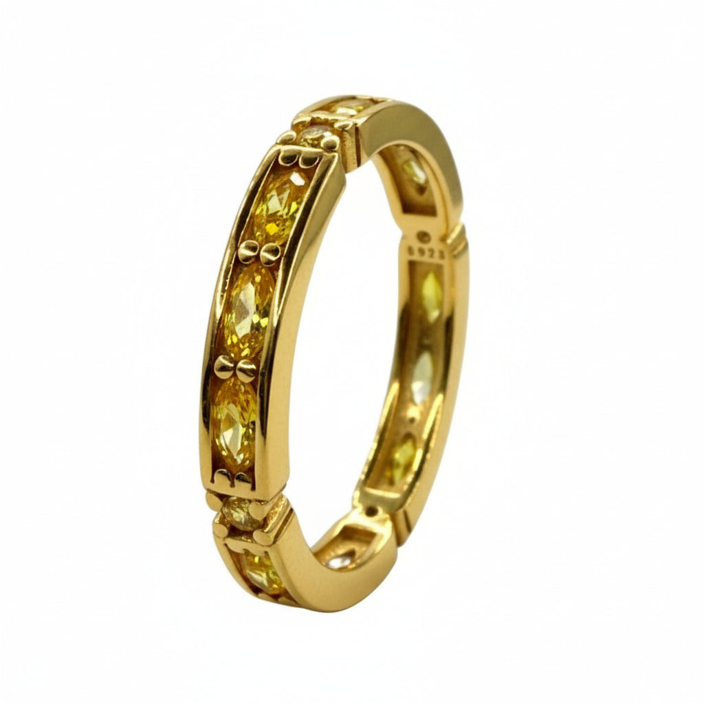 Coloured Cubic Zirconia 18k gold on Sterling Silver Ring