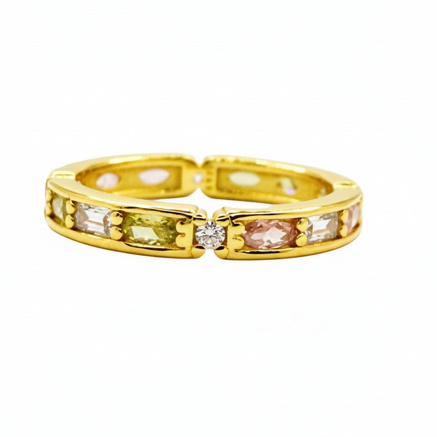 Coloured Cubic Zirconia 18k gold on Sterling Silver Ring