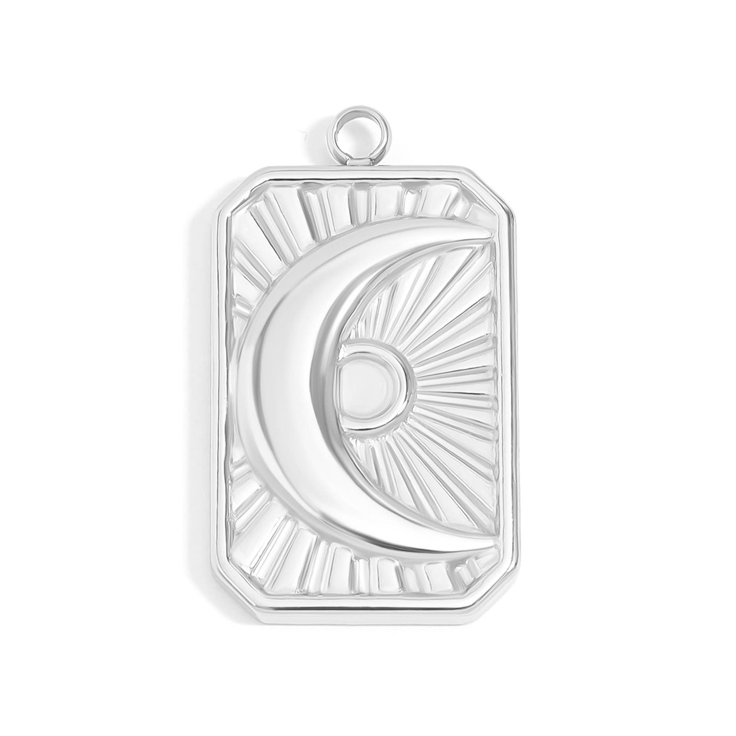 Sunburst Moon Charm SIlver 18k gold finish