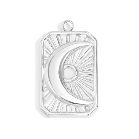 Sunburst Moon Charm SIlver 18k gold finish