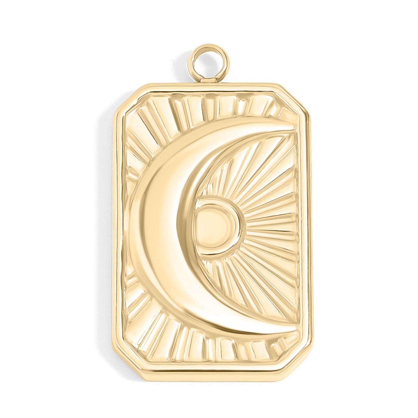 Sunburst Moon Charm SIlver 18k gold finish
