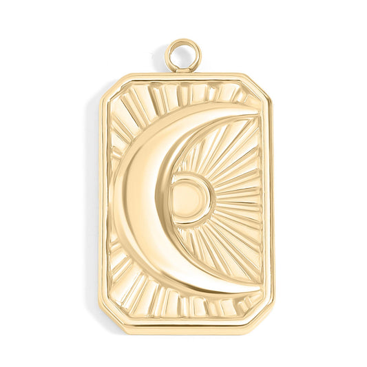 Sunburst Moon Charm SIlver 18k gold finish