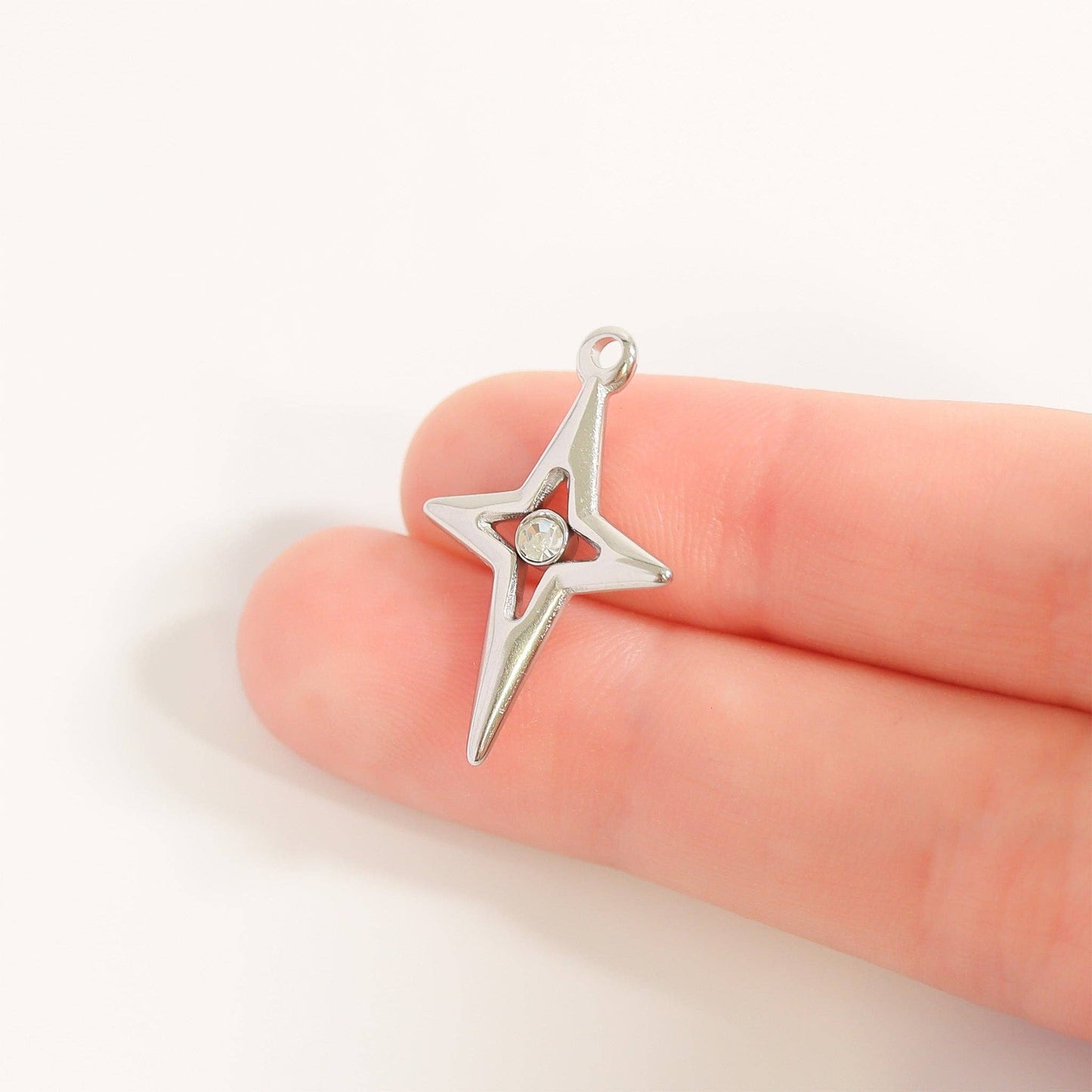 Compass Star Charm Silver