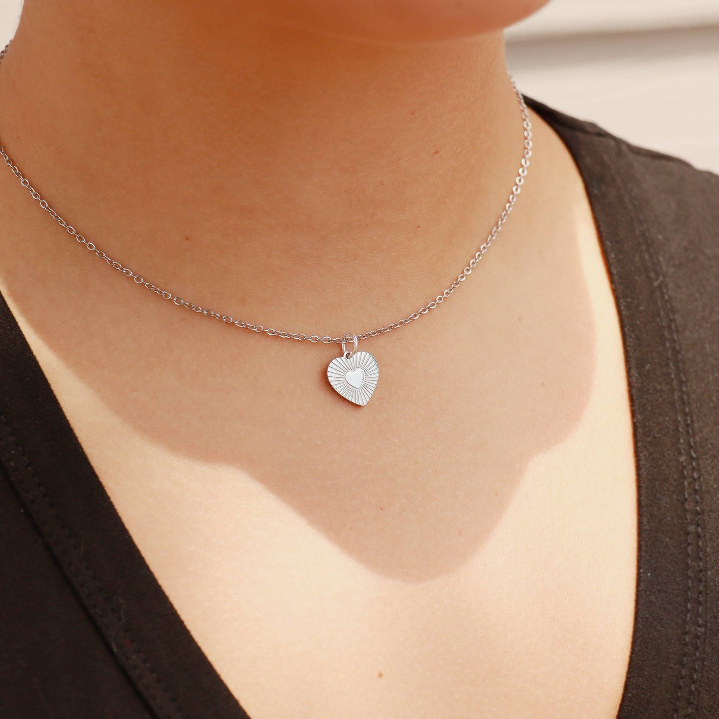 Sunburst Heart Charm, 18K Gold Finish