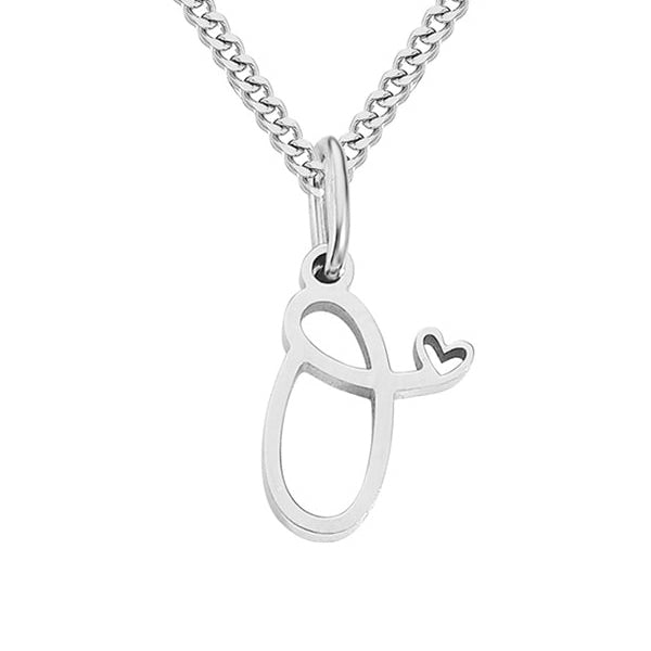 Silver necklace with a unique pendant on a white background