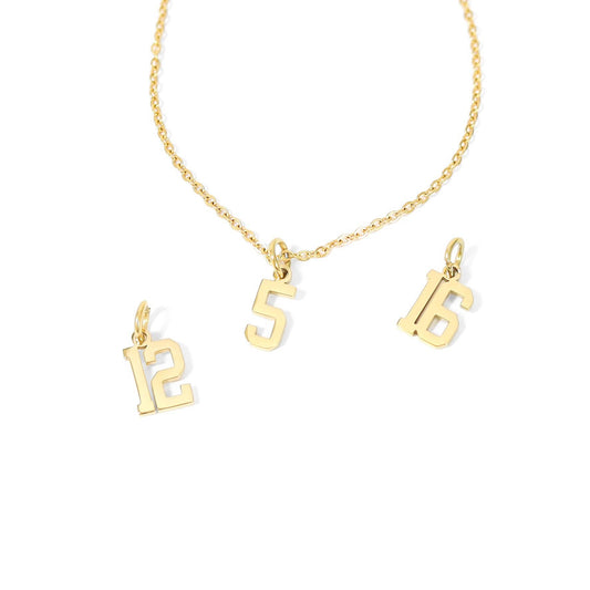 Small Number Charm 18 18k Gold finish