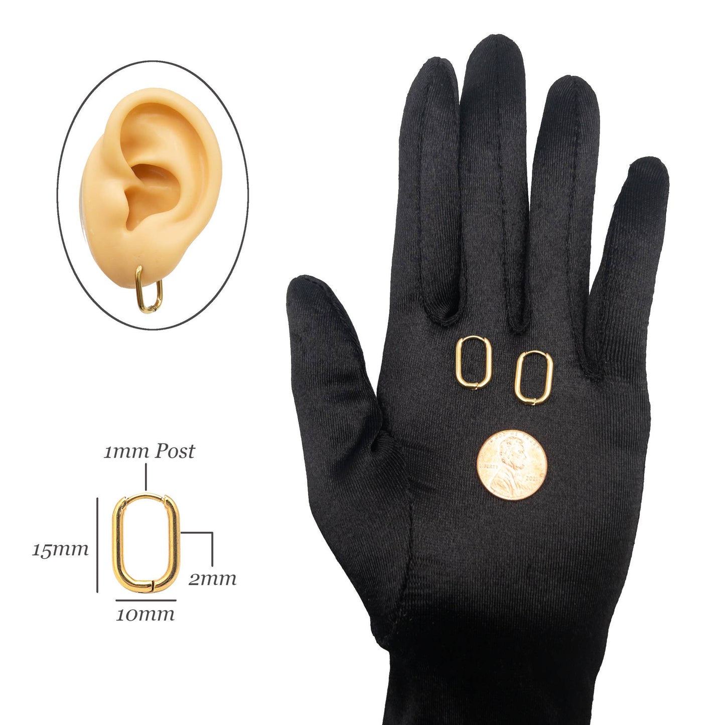 Small Oval Huggie Hoop Earrings18k Gold Plated