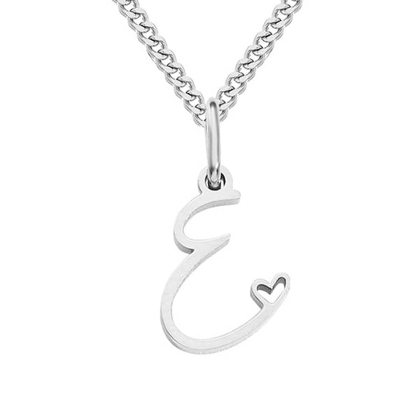 Silver necklace with a unique pendant on a white background