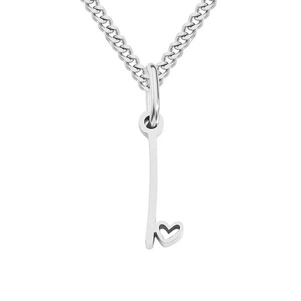 Silver necklace with a unique pendant on a white background