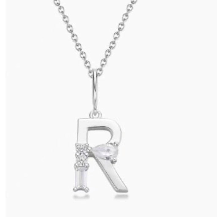 Luxe Initial Necklace 18k White gold finish on Sterling Silver INTRODUCTORY PRICE
