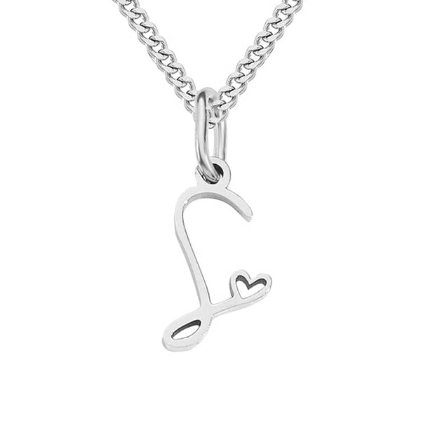 Silver necklace with a unique pendant on a white background